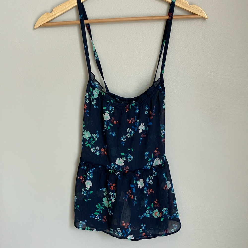 Floral blue Hollister tank top